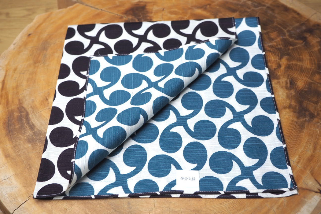 "Furoshiki" Wrapping Cloth - Isa Monyo Reversible New Sprout Purple/Blue (48cm x48cm)