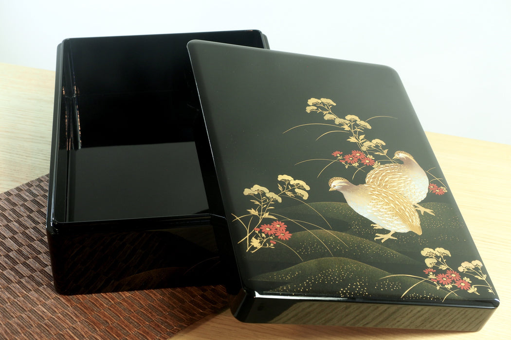 Cashew Lacquer Letter Box - Japanese Quail (23.8x33x11cm)