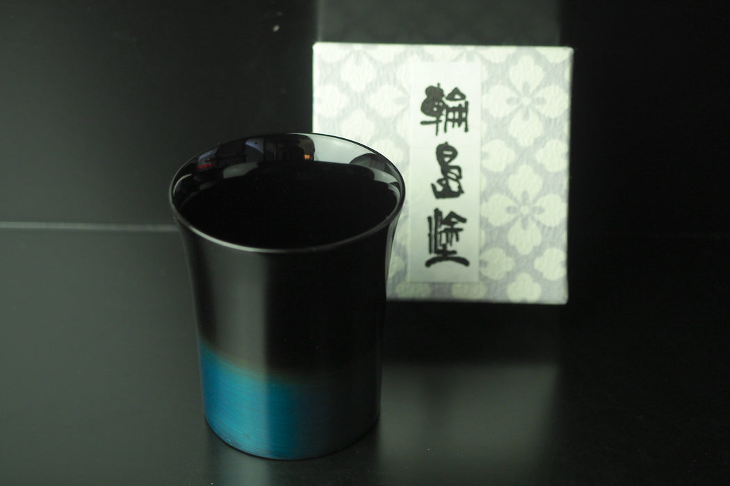 Wajima-Nuri Japan Lacquerware Cup with Blue Gradation - Large