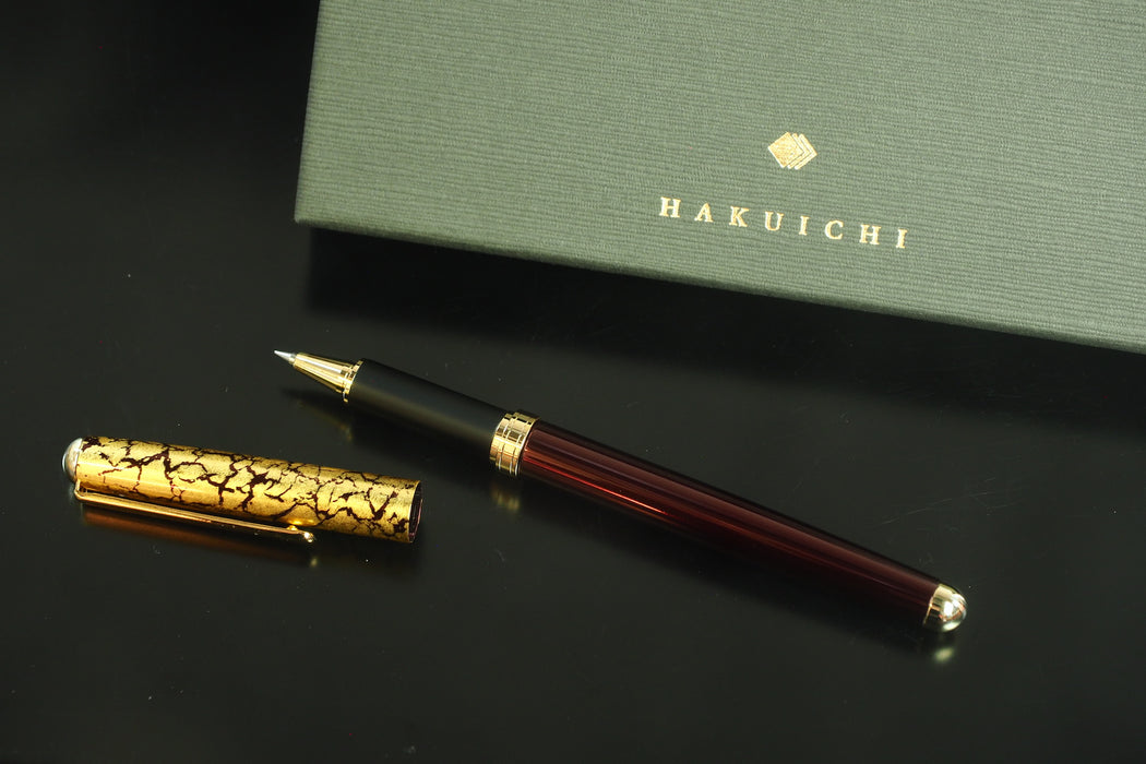 Ballpoint Pen with Gold Crazing Pattern (Black/Brown/Wine red)