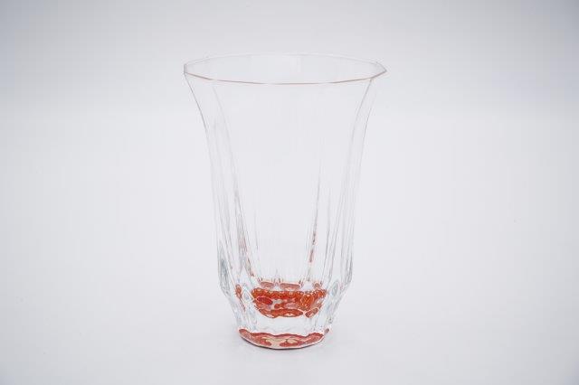 "Raden" Lacquer Coated Glass 150ml - Kaleidoscope Glass with Cherry Blossoms Pattern (gold-red)