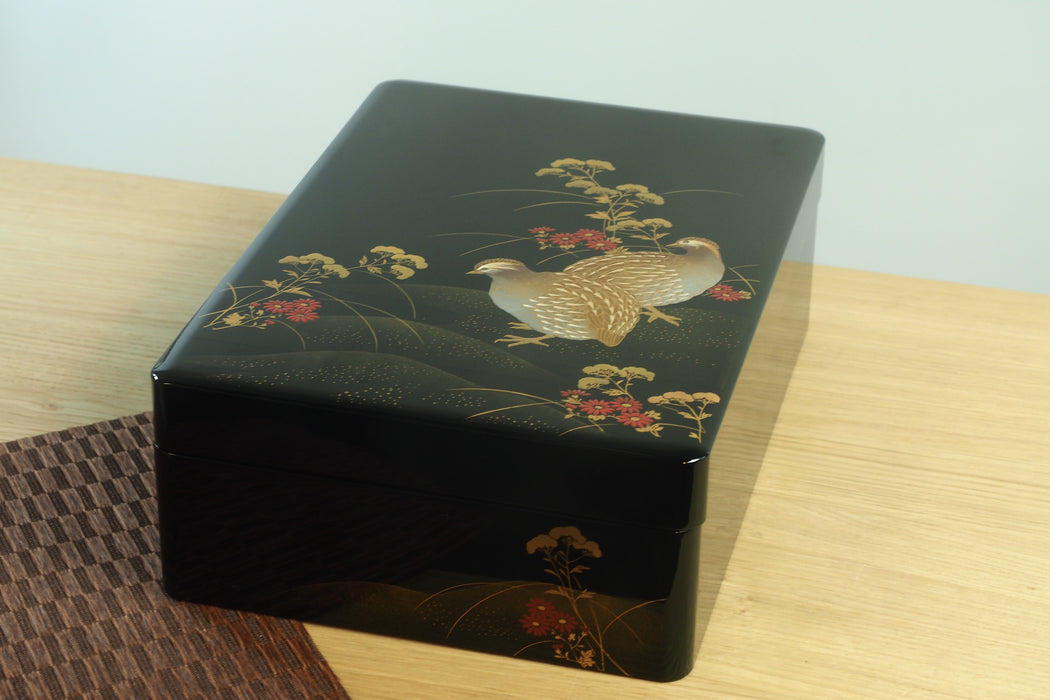 Cashew Lacquer Letter Box - Japanese Quail (23.8x33x11cm)