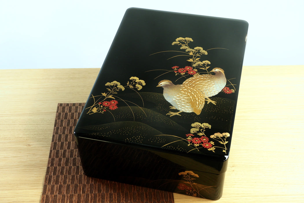 Cashew Lacquer Letter Box - Japanese Quail (23.8x33x11cm)